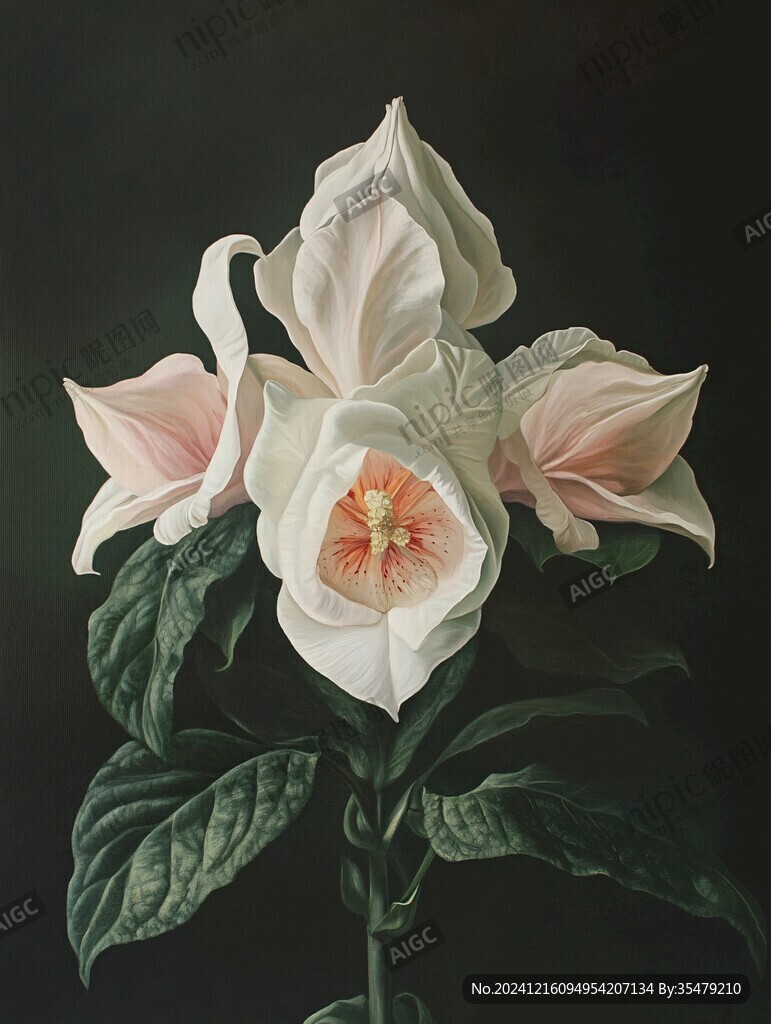 油画花卉百合