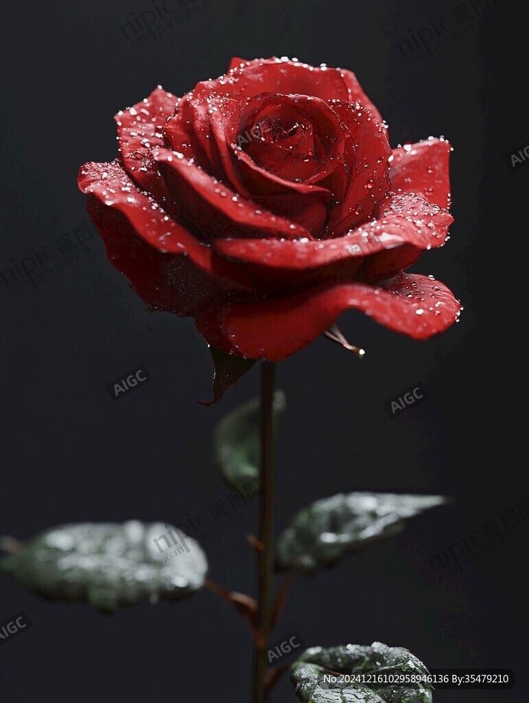 红色雨露玫瑰花