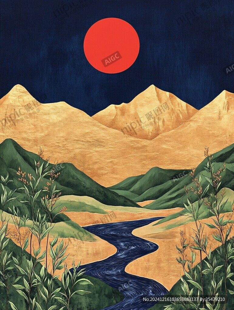 山川河流插画