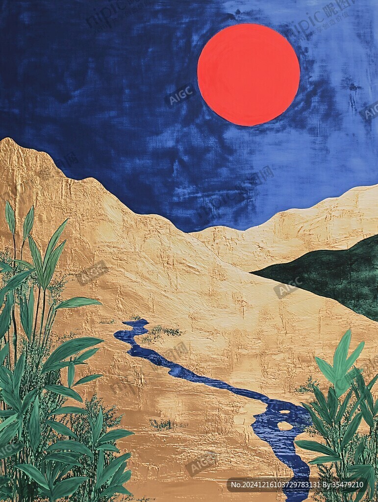 落日水粉画