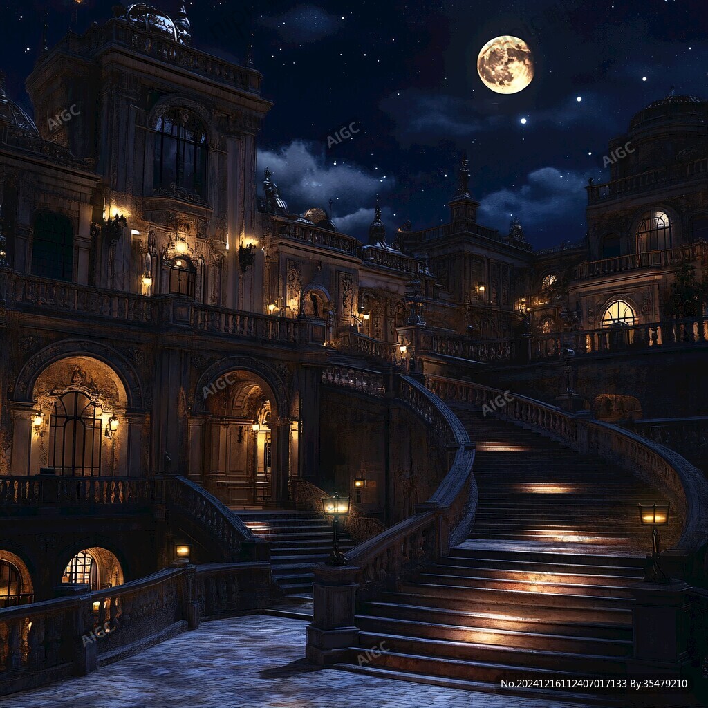 欧式宫廷夜景