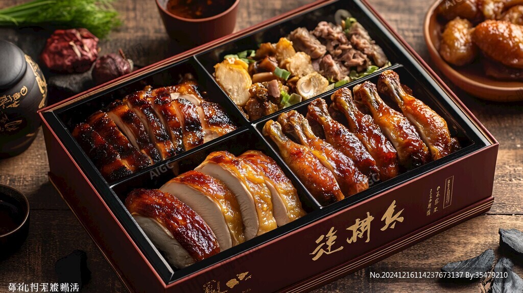 饭盒双拼饭卤味拼盘
