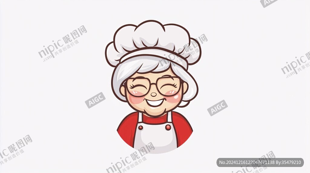 卡通奶奶餐饮食品标志