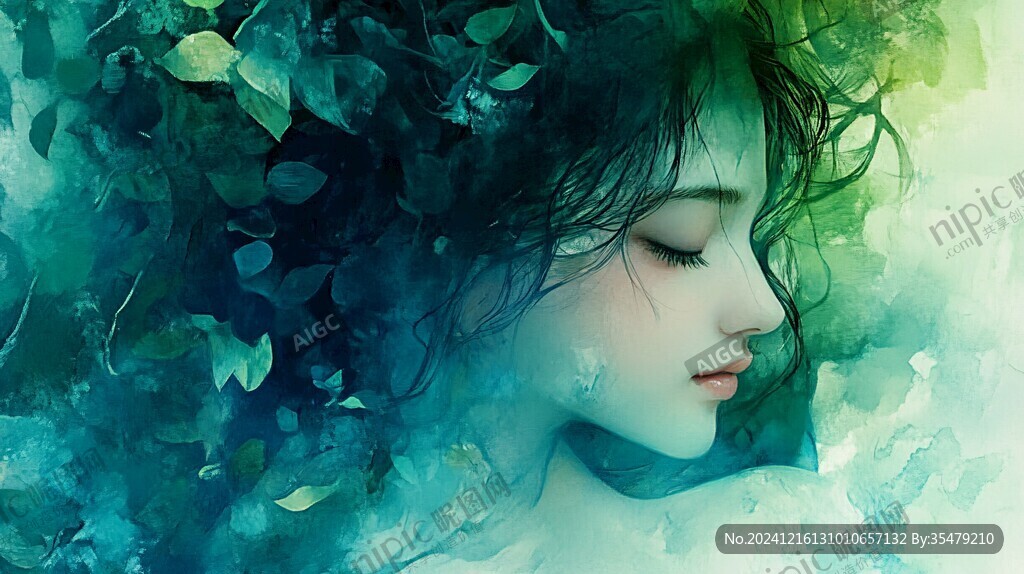 唯美意境少女插画