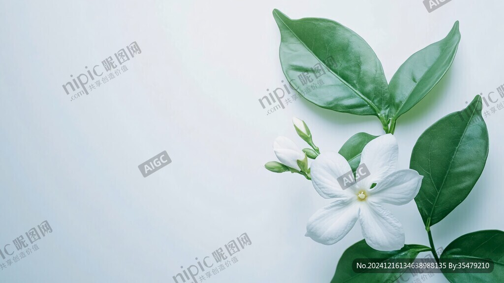 绿叶白花壁纸