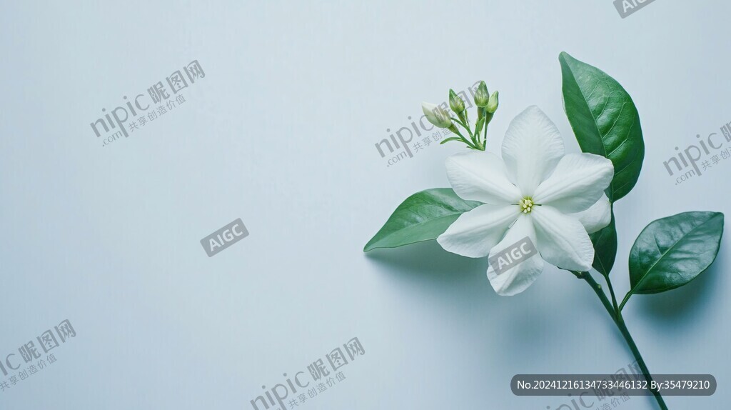 纯色背景茉莉花