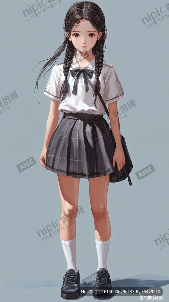 校服美女插画