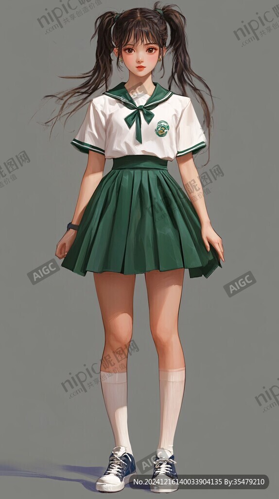 校服美女插画