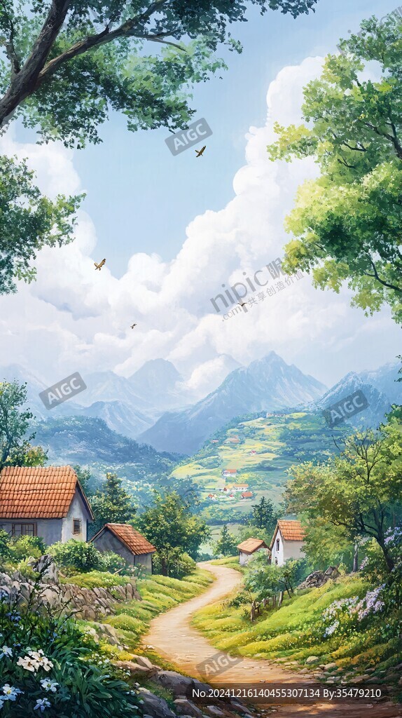 乡村场景插画