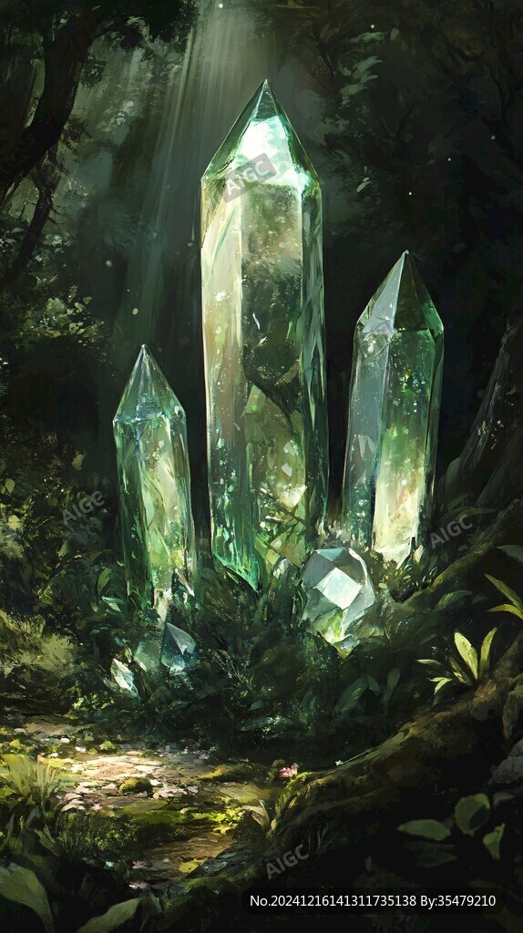神秘绿色水晶梦幻背景