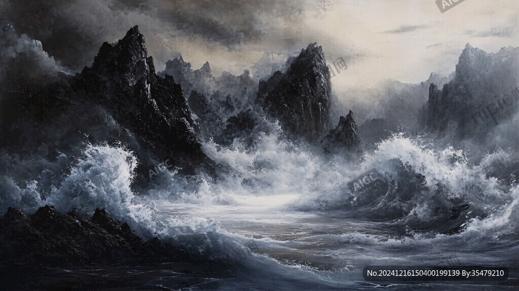 油画大海