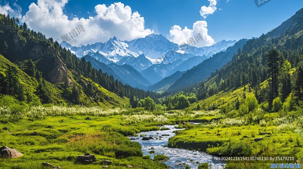 雪山河流湿地草壁纸