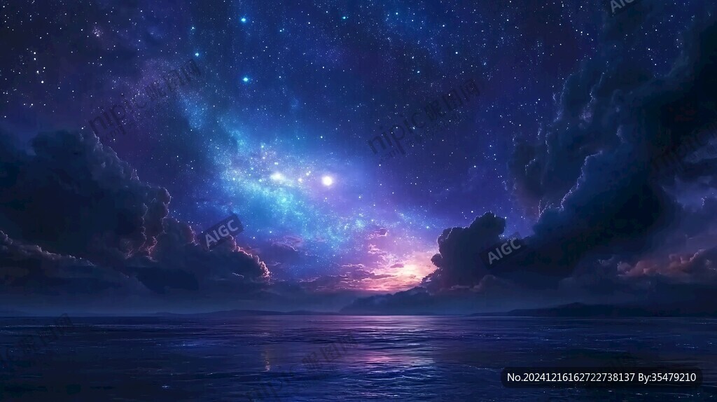 梦幻海上夜景
