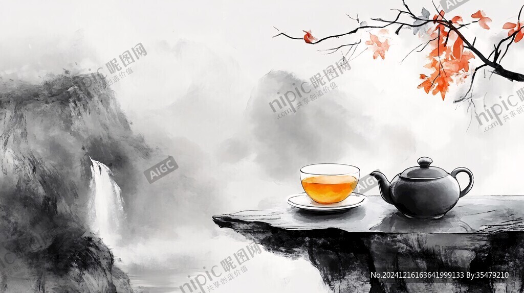 个性水墨山水茶品