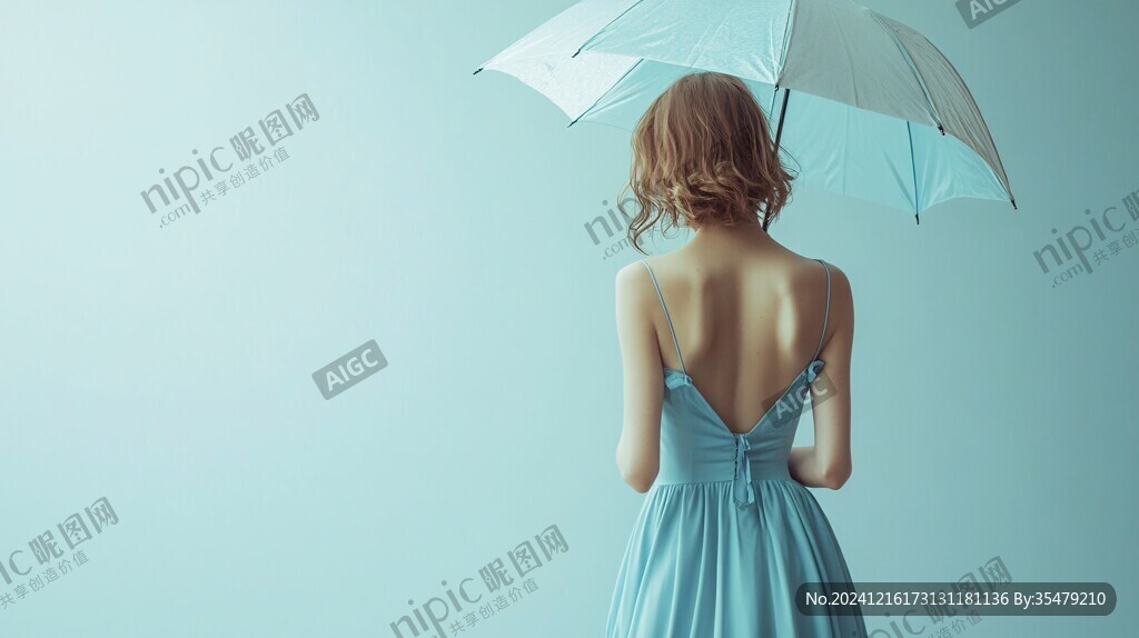 打伞的美女背影