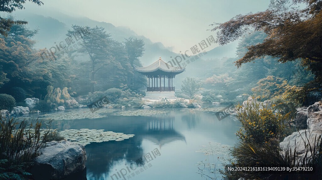 山水楼阁雅致意境风