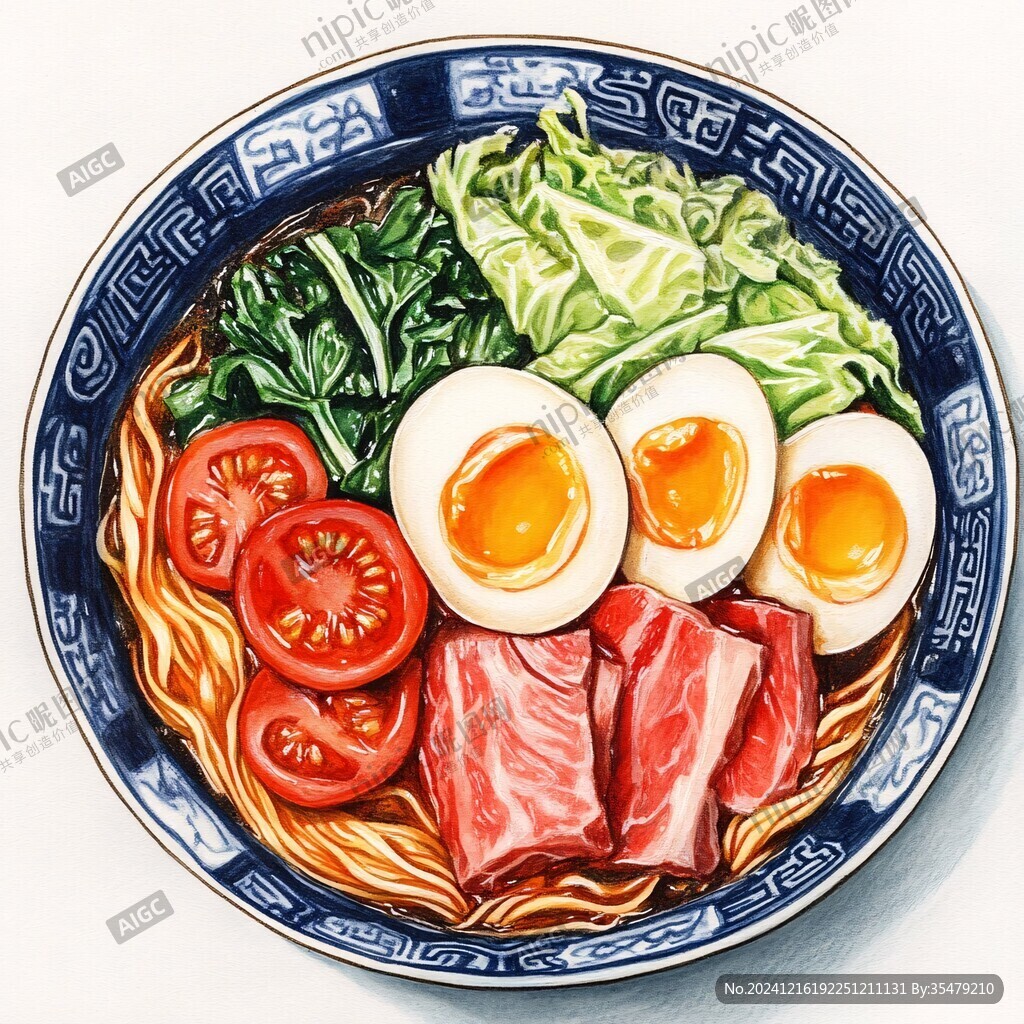 冷面实物插画