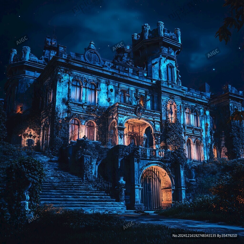 欧式古堡夜景