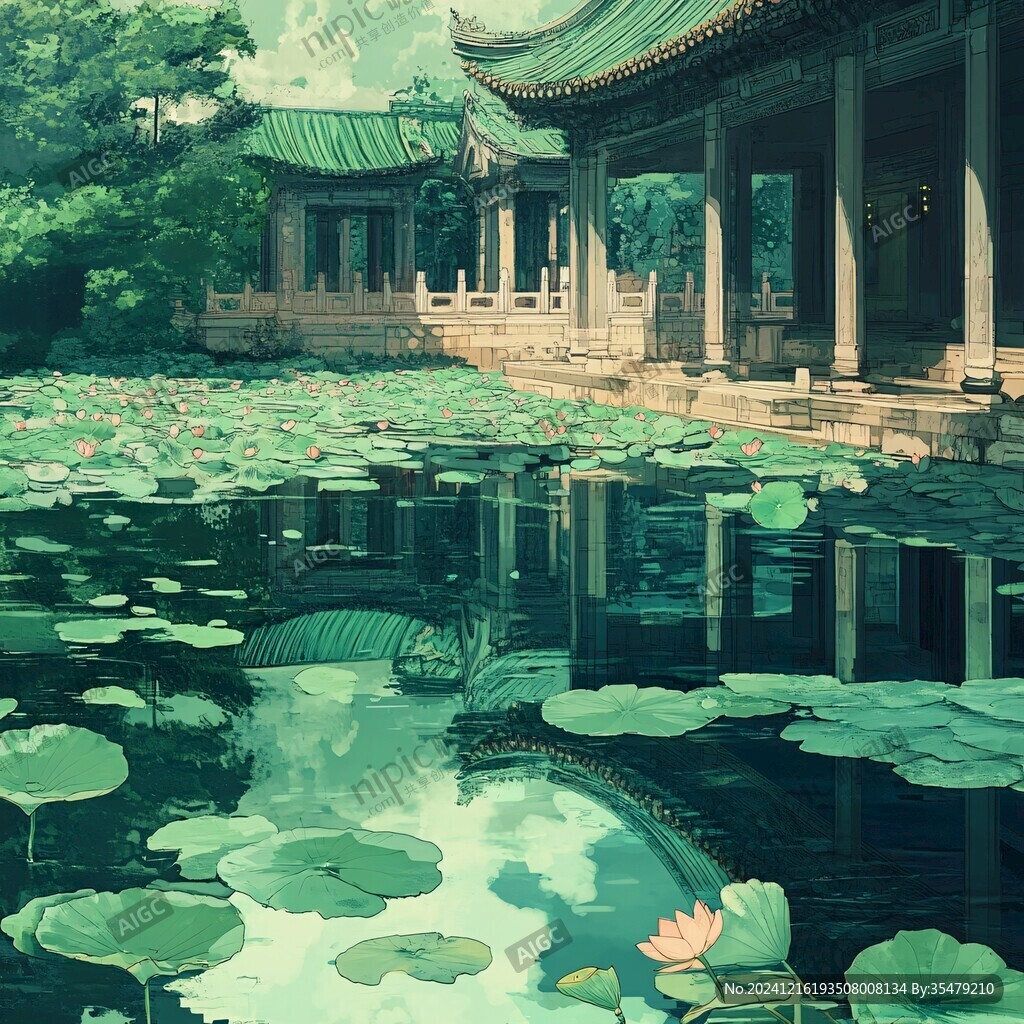 曲院风荷插画