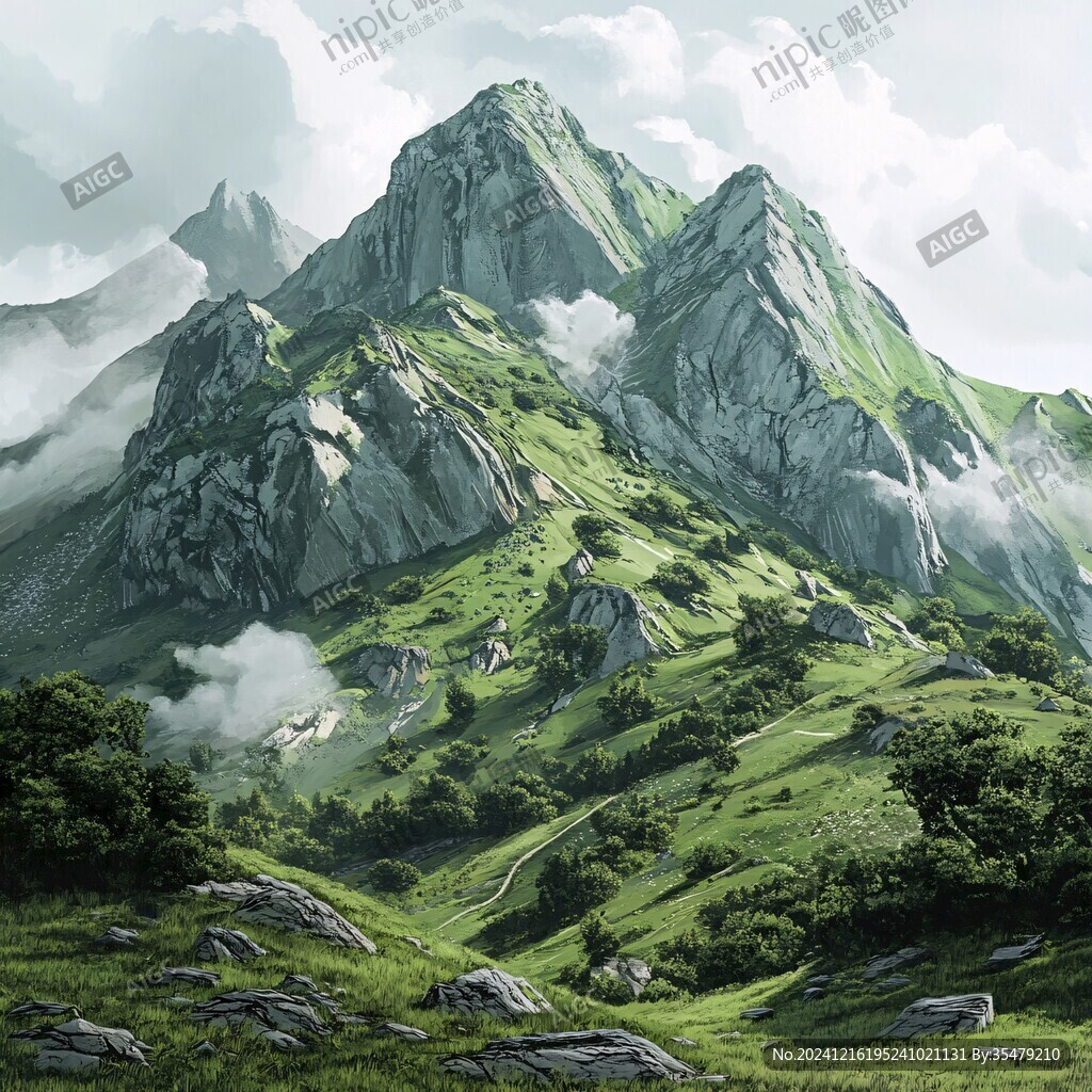 现实山景画