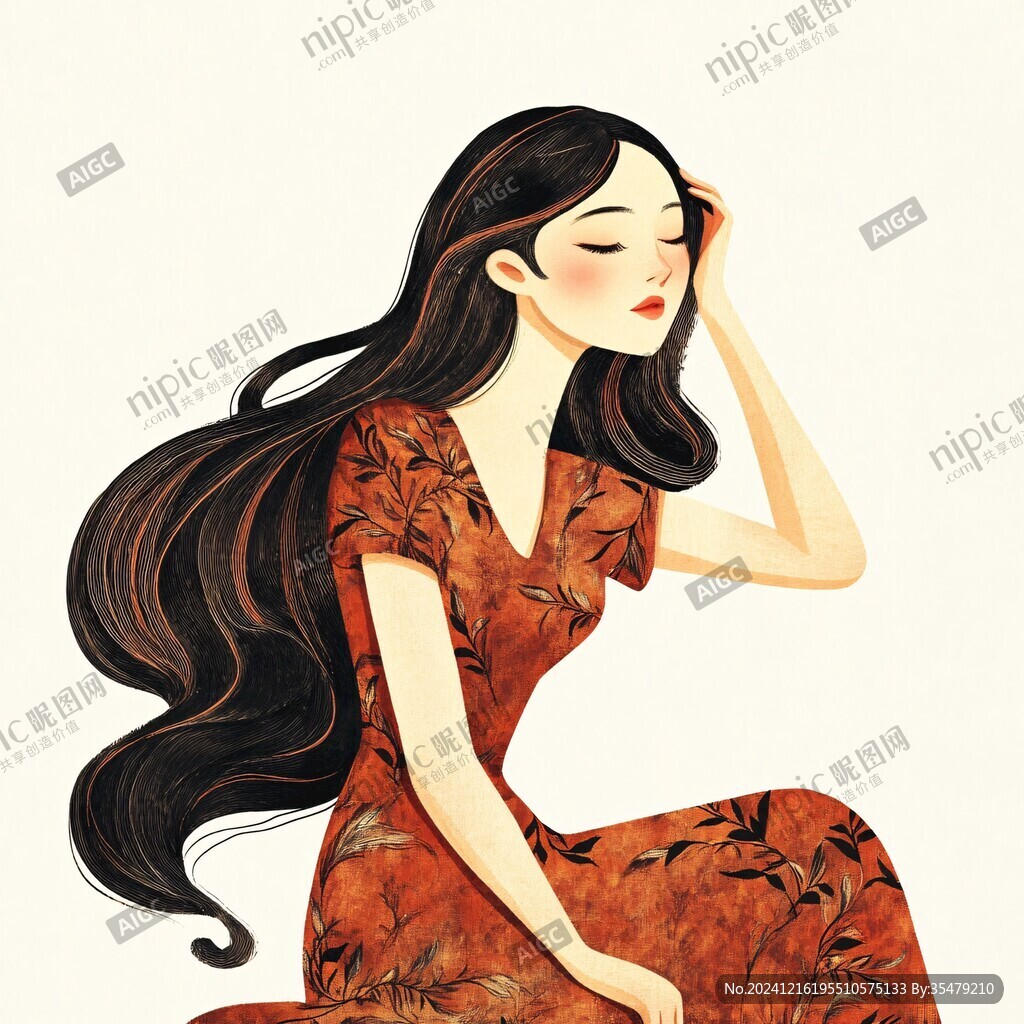 长发女孩插画
