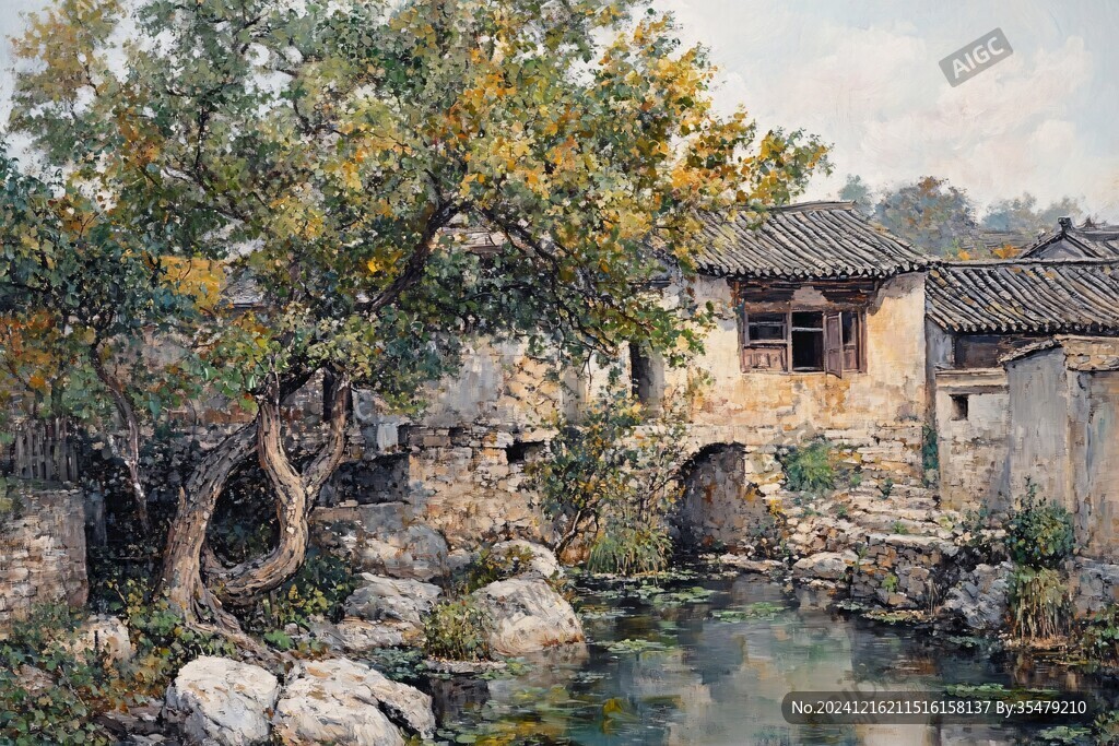 爨底下风情油画