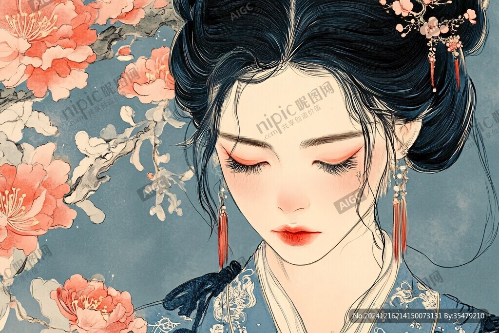 古风美女头像插画封面