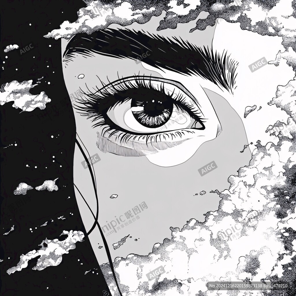 眼泪黑白素描