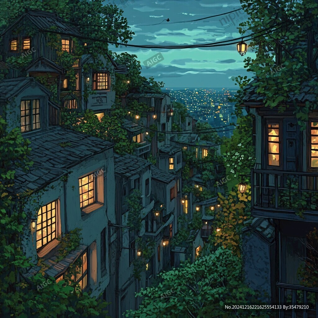 欧美小镇插画