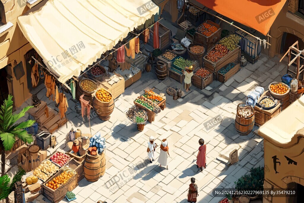 古代美食街景