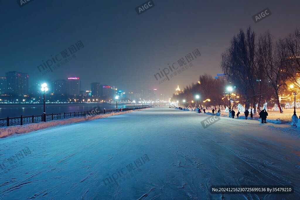 冬季松花江夜景