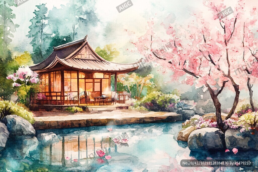 古风庭院插画