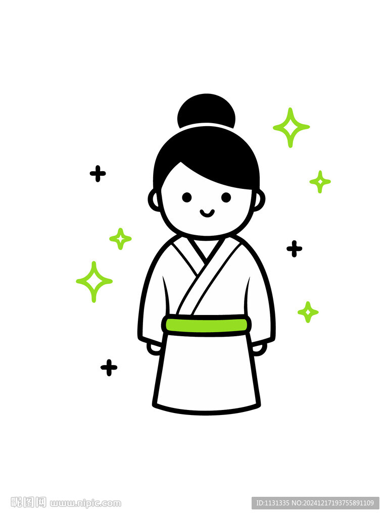 人物简约线条传统服饰男人