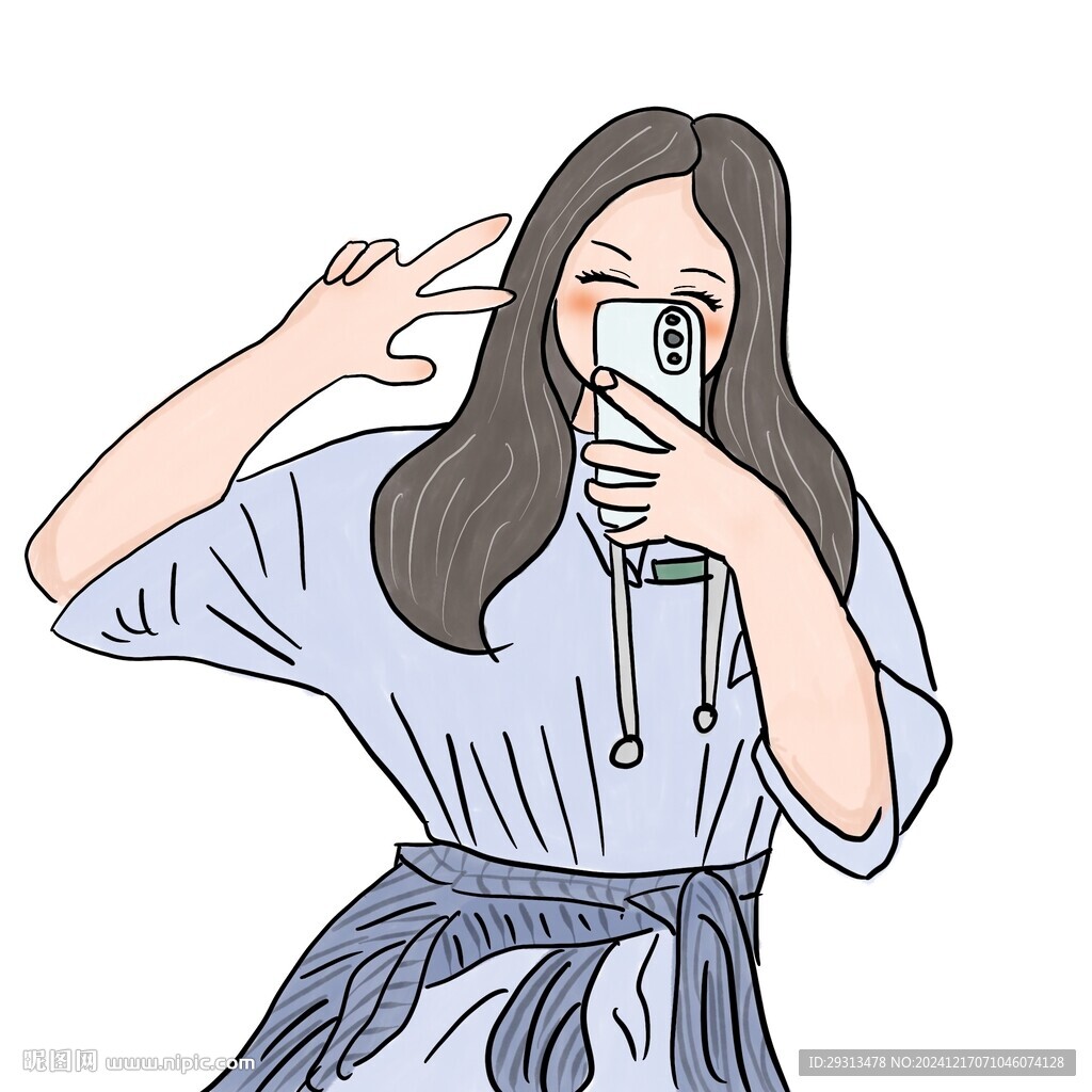 手绘自拍女孩