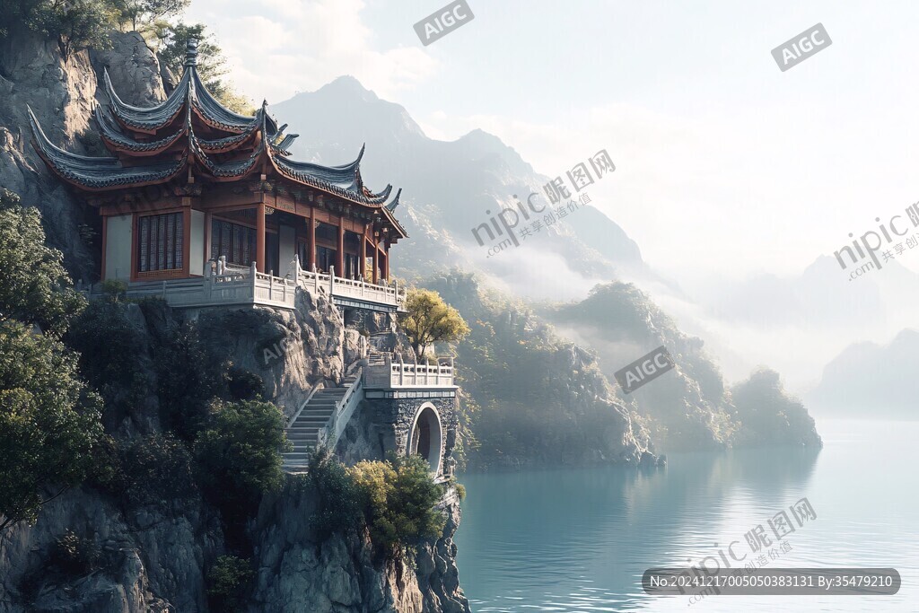 山水楼阁雅致意境风