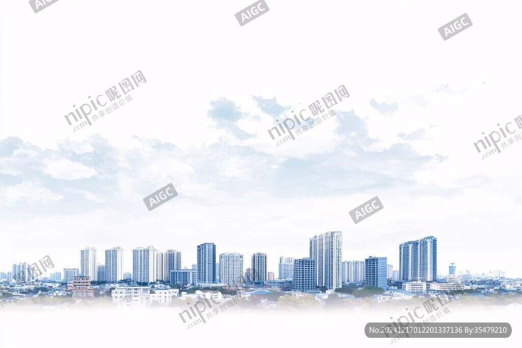 建筑房产楼房水墨城市
