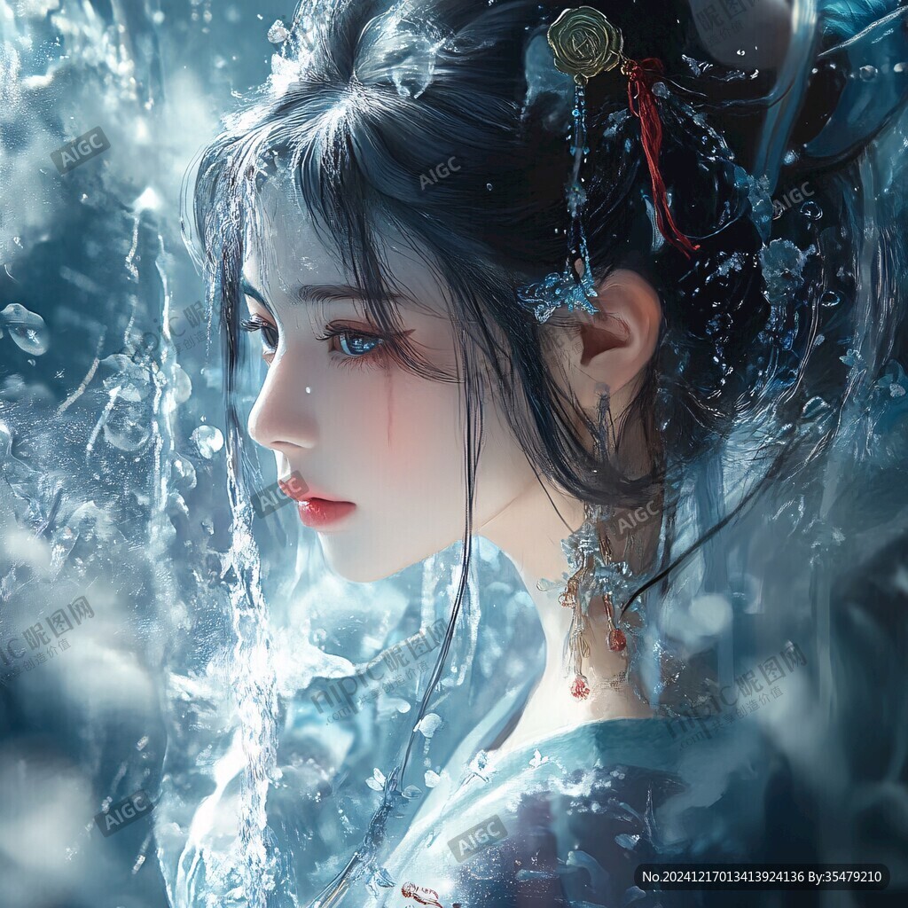 古风美女头像插画封面