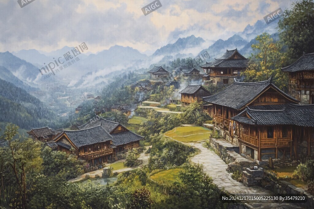 肇兴侗寨油画