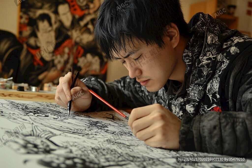 画速写的少年