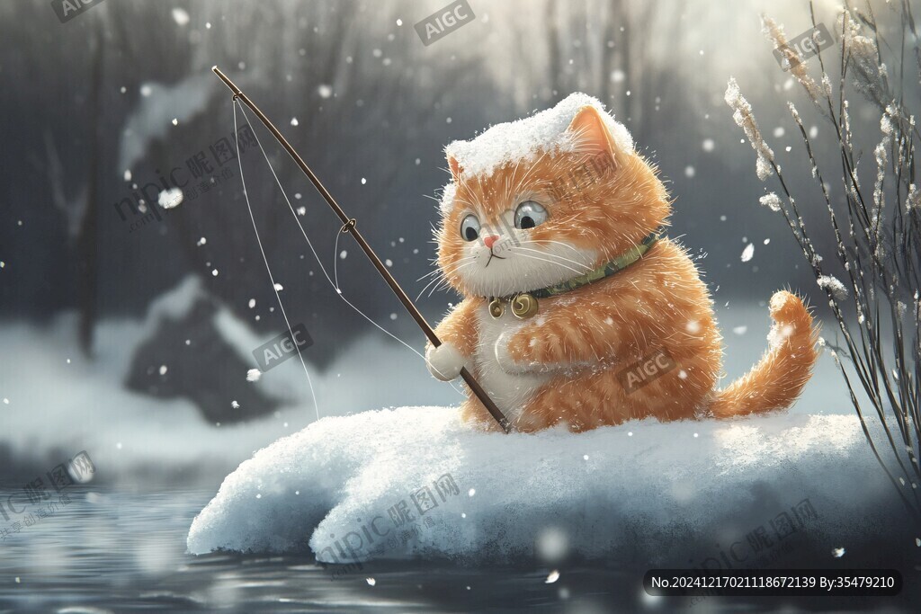 钓鱼的小猫