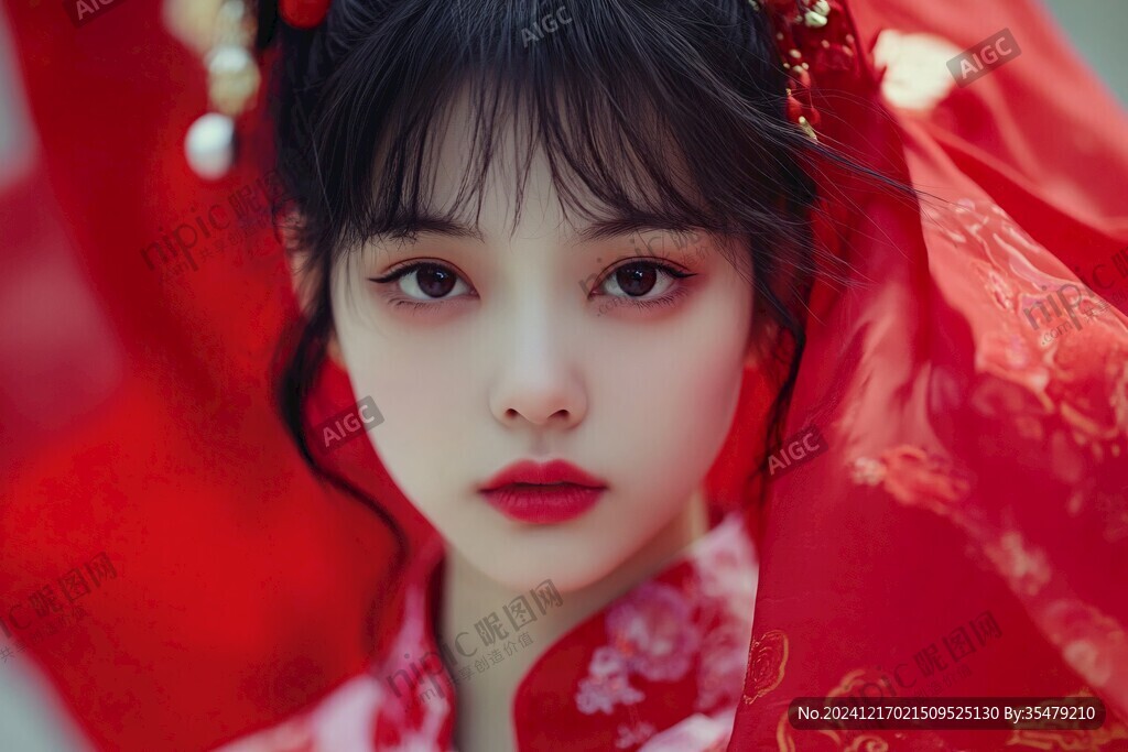 红色汉服少女