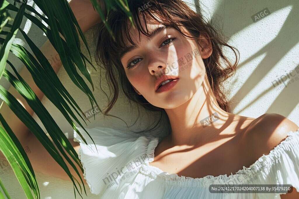 午后沐浴阳光下的美女
