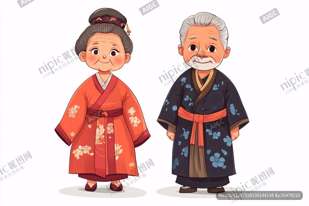 卡通大叔大妈