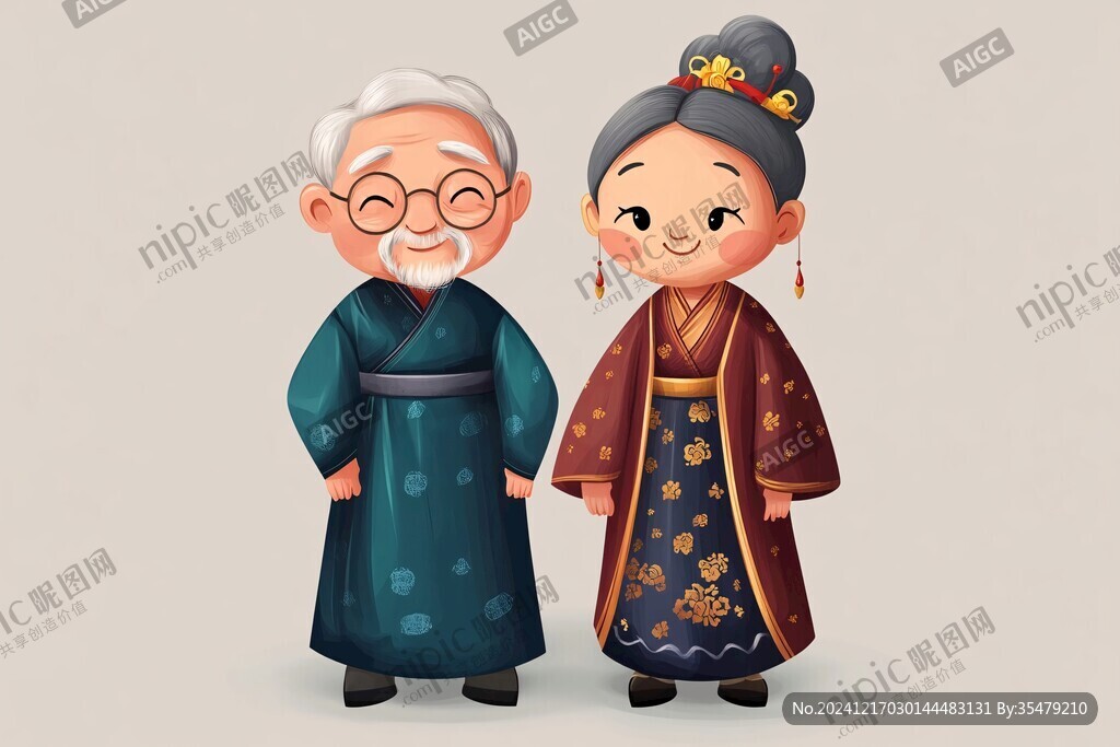 卡通爷爷奶奶