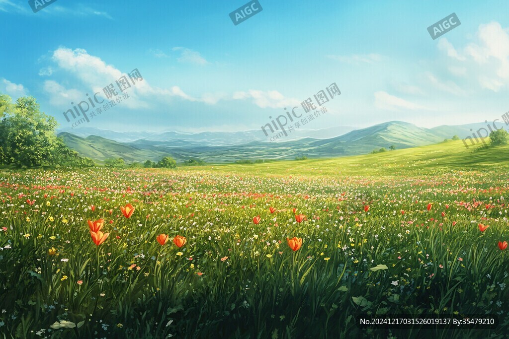 唯美花田场景