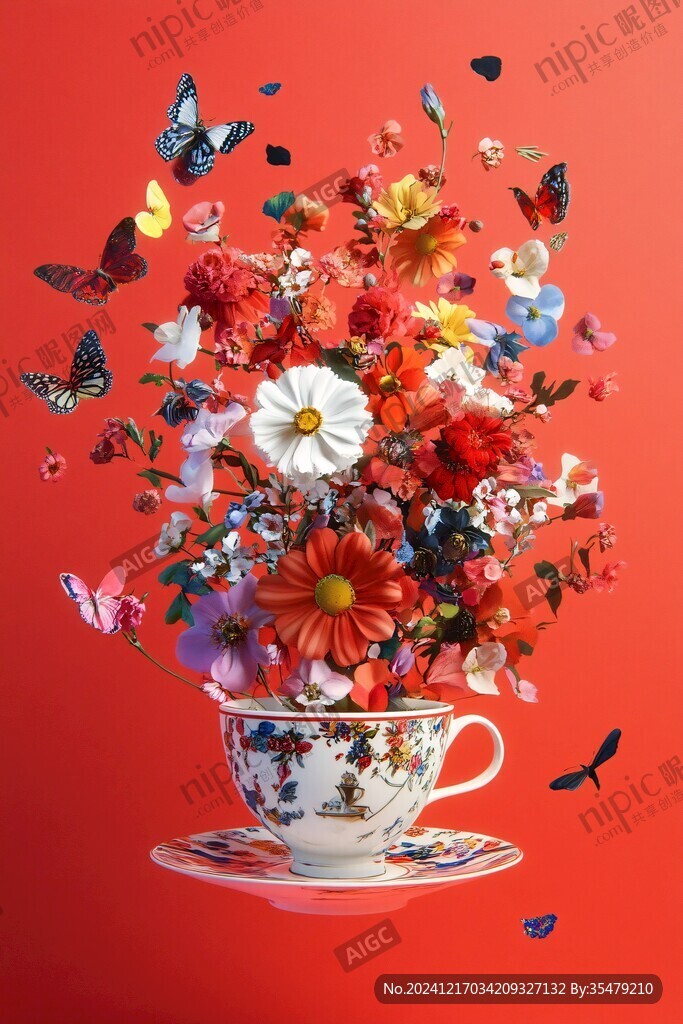 flowers咖啡杯