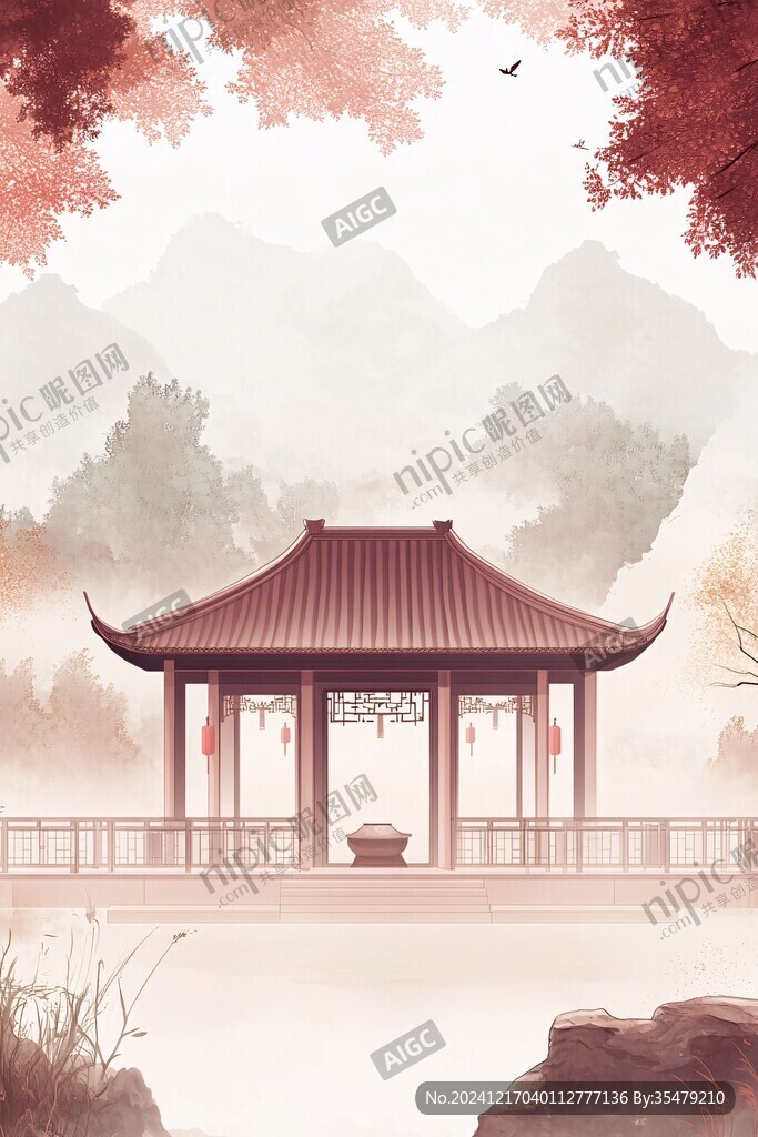 爱晚亭插画