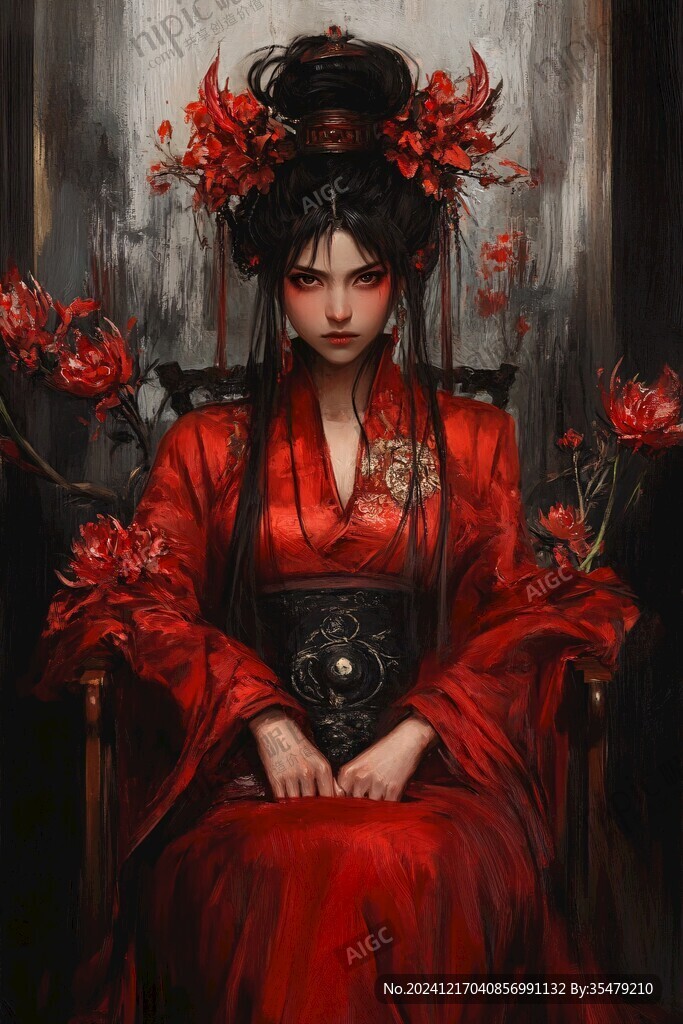 红衣少女设计古风