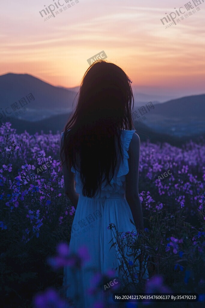 花海女人背影