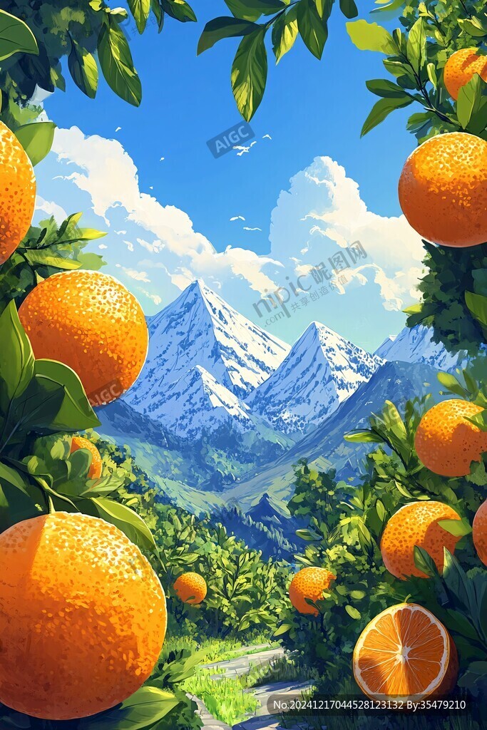 冰糖橙包装插画